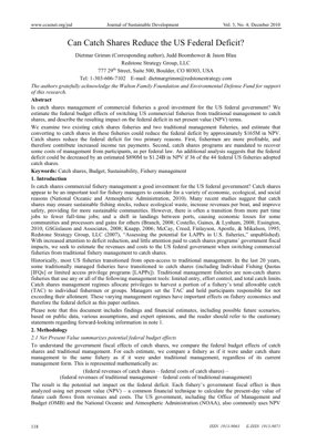 PDF Document Cover - Catch Shares and the Federal Deficit: A Fiscal Analysis of US Fishery Management