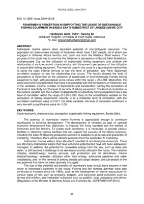 PDF Document Cover - Analysis of Fishermen's Perception on Sustainable Fishing Equipment in Banda Sakti, Lhokseumawe