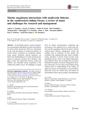 PDF Document Cover - Marine Megafauna Interactions with Small-Scale Fisheries in the SW Indian Ocean: Review & Management Challenges